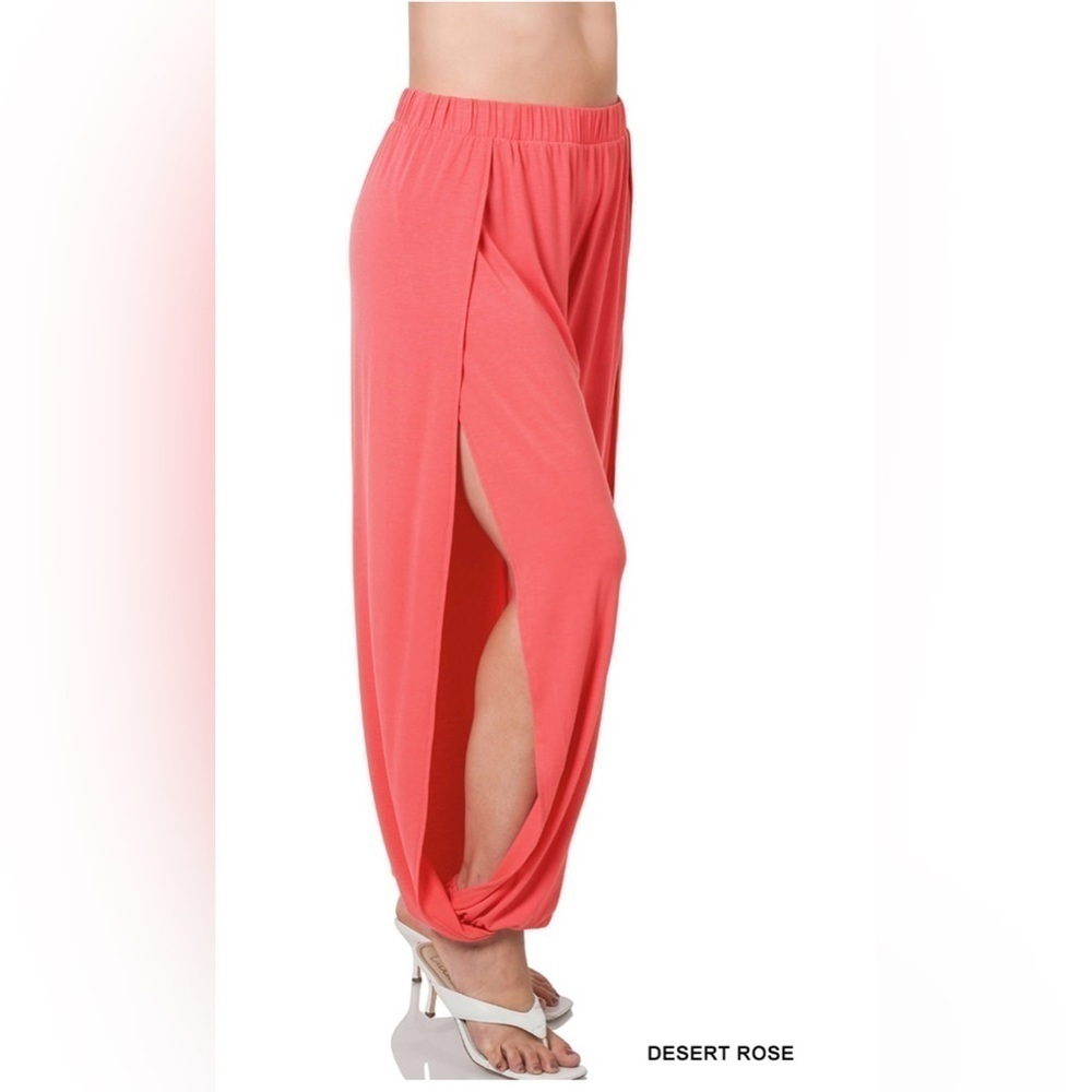 New!Plus Size Desert Rose Color Split Leg Pants Size 1X 2X 3X